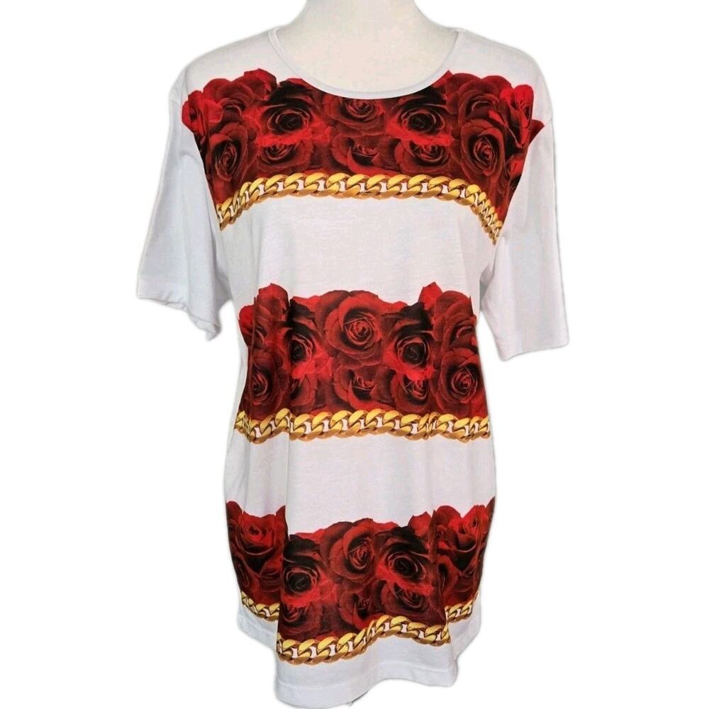 Vie+Riche Streetware Red Rose Chain Graphic T Shirt Top Sz M